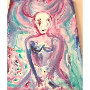 PRINT$15 - Fallen angel acrylic painting Original Art by DMV